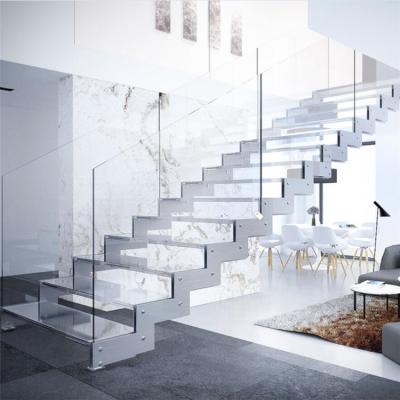 China Modern L Shape Stairs Railings Design Double Plate Stringer Staircase for sale