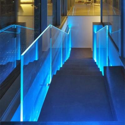 China Exterior Aluminum Glass Balustrade Hardware And Deck LED Railings PR-UR for sale