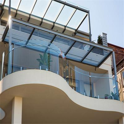 China Clean high quality curved tempered glass balustrade with stainless steel spindles balustrade for sale