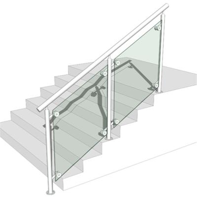 China Contemporary Modern Design Stainless Steel Post Glass Railing Stair Railing Glass Railing for sale