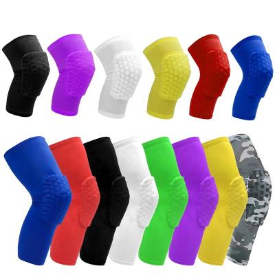 China Breathable Comfortable Elasticity Honeycomb Knee Pads Reinforce Anti-Slip Knee Sleeve Kneepad Leg Crashproof Basketball Protective Support Guard for sale