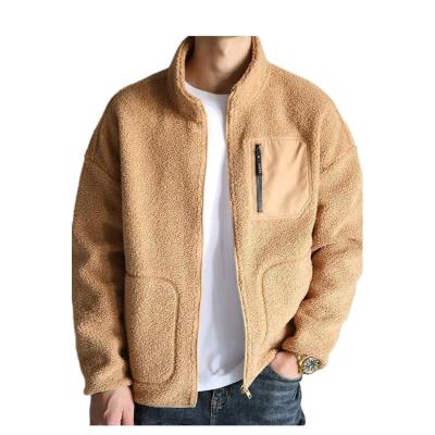 China 2021 New Design Viable Men's Solid Color Polyester Stand Collar Sherpa Fleece Jackets Coats Casual Thick Soft Thick Warm Coats for sale