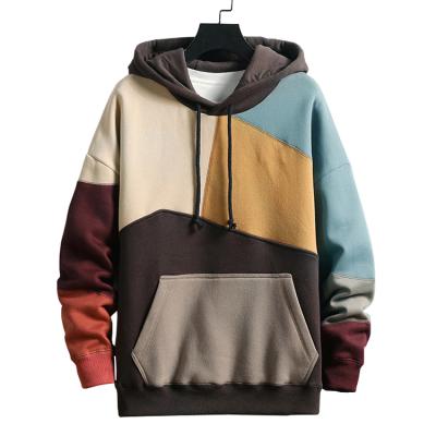 China 2021 New Design Viable Wholesale Custom Cut And Sew Patchwork Multi Color Block Men's Hoodies for sale