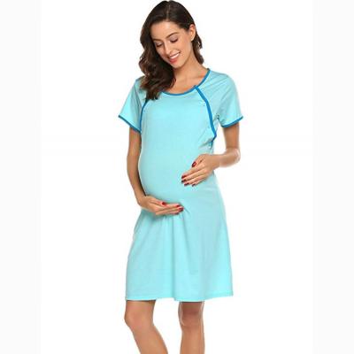 China 2021 New Design Super Soft QUICK DRY Nursing Nursing Maternity Moms Pajamas Hospital Nightgown Dress for sale