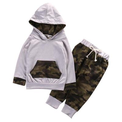 China 2021 QUICK DRY new wholesale camouflage pocket striped cute sweatsuit sets little big boy kids sweatsuits for sale