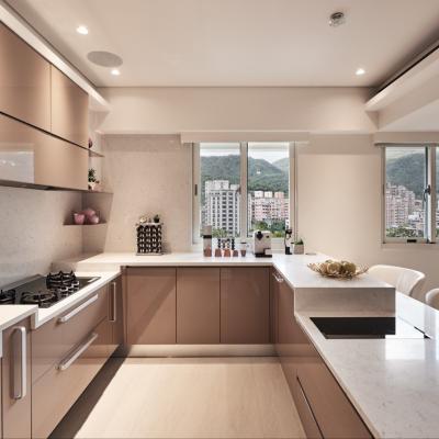 China Precut Luxury Artificial Quartz Stone Kitchen Countertops With Sink Hole for sale