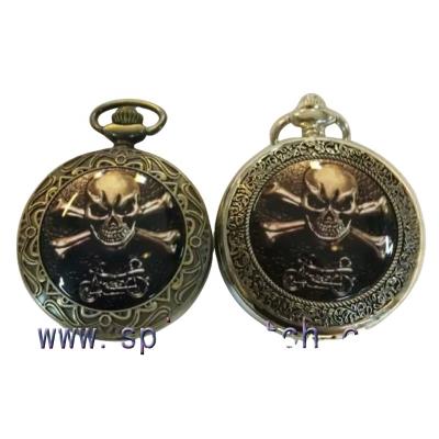 China Water Resistant Vintage Quartz Steampunk Gifts Skull Pendant Pocket Watch for sale