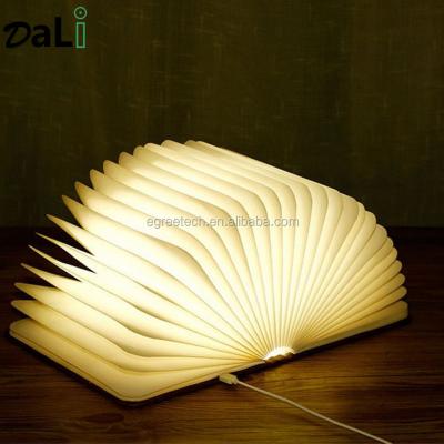 China Smart Sensor Control Book Light Lamp Folding Portable Desk Light Novelty LED Paper Lantern With USB Rechargeable Wooden for sale