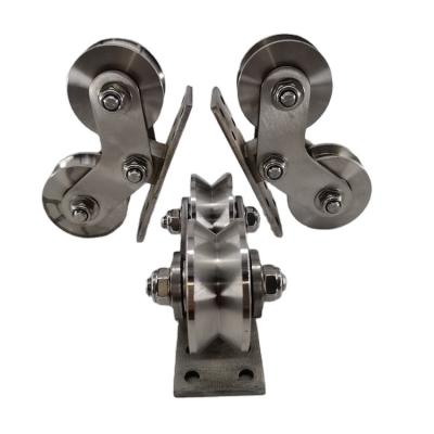 China Hotels Stainless Steel Double Wheel Barn Door Pulley For Sliding Door for sale