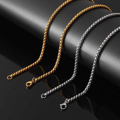 China FASHIONABLE Silver Chain Gold Popcorn Box Necklace Stainless Steel 3mm Chain Necklace for sale