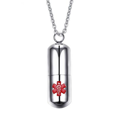 China Stainless Steel FASHIONABLE Medical Sign Pendant Necklace Memory Cremates Chain Necklace for sale