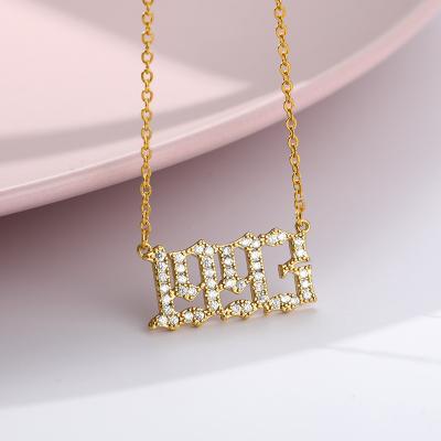 China FASHIONABLE Birth Year Stainless Steel With Zircon Diamond Gold Chain Necklace For Women for sale