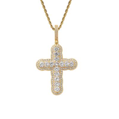 China FASHIONABLE Cross Zircon Diamond Crystal Bling Pendant Stainless Steel Full Rope Chain Jewelry Necklace for sale