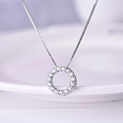 China FASHIONABLE Women's Tasty Hollow Round Zircon Crystal Pendant Silver Chain Necklace for sale