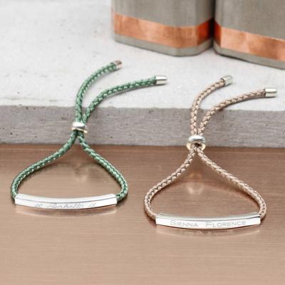 China TRENDY Stainless Steel Hollow Tube Personalized Engrave Long Bracelet Braided Woven Rope Knot Bracelet For Women for sale