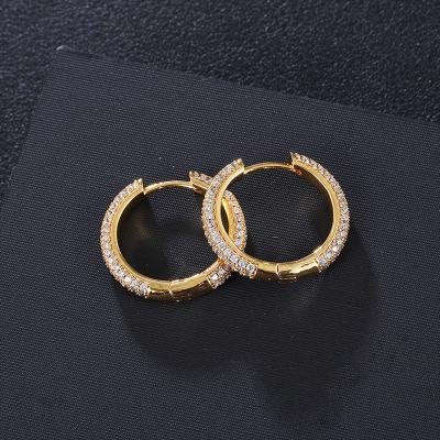 China SooBling Punk Simple Round Copper Zircon Hip Hop Circle Earrings Men and Woman for sale