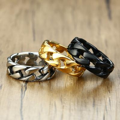 China FASHIONABLE Jewelry Titanium Steel Cuban Rings for sale