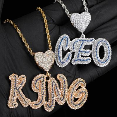 China Personalized Name Zircon Diamond Heart Clasp Logo Necklace by Icy Custom Letter Name Pendant Necklace TRENDY for sale