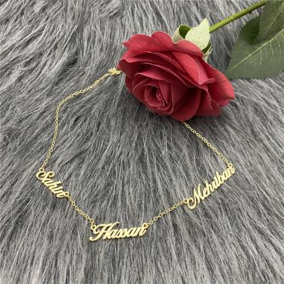 China TRENDY Custom Stainless Steel Names Jewelry Necklace Personalized Arabic Name Logo Necklace for sale