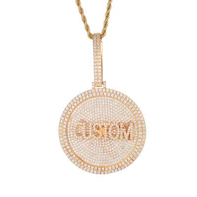 China Fashionable DIY Custom Hip Hop Jewelry Chain Necklace Iced Out Rotating Round Pendant Necklaces For Men for sale