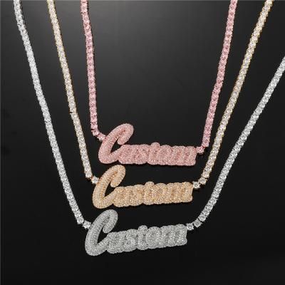 China FASHIONABLE English Clavicle Pendant Tennis Necklaces Name DIY Zircon Chain Necklaces for sale