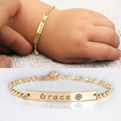 China TRENDY Baby Personalized Name Bracelet Stainless Steel Kids Engraving Name Birth Day Jewelry Bracelets for sale