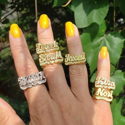 China Customized TRENDY Name Jewelry Rings 18K Gold Personalized Custom Name Logo Jewelry Ring for sale