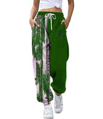 China Breathable Green Sweatpants For Women 2023 Spring Loose New Fashion Oversized Sports Pants Plants Female Joggers Trousers Streetwear for sale