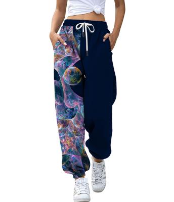 China Women Breathable Drawstring Casual Pants Loose Oversized Waist Joggers Korean Pants Tops Printed All-match Sweatpants With Pocket for sale