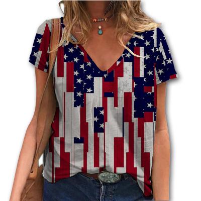 China National Western Fashion Casual Loose Print Casual Loose Women's Fashion Round Neck 3D Flag 3D Digital Breathable Clothing for sale