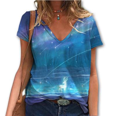 China Universe Planet Space Galaxy Heat Press Machines Women Breathable 3d T-shirt Printing Starry Sky Cool Women's Fashion Street Tops for sale