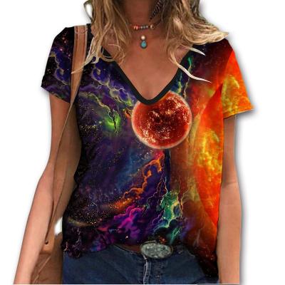 China 3D Print Women Breathable Abstract Oversized Casual Loose Short Sleeve T-shirt Top Ladies Plus Size Streetwear Tops Summer 2023 for sale