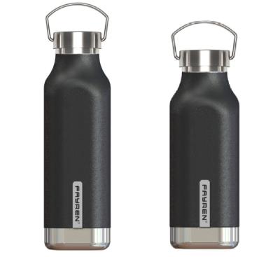 China PORTABLE square shape double wall stainless steel vacuum flask insulated bottle with metal lid and loop carrier for sale