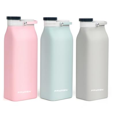 China Sustainable Reusable Sports Silicone Folding Roll And Fold Collapsible Water Bottles With Collapsible Straw for sale