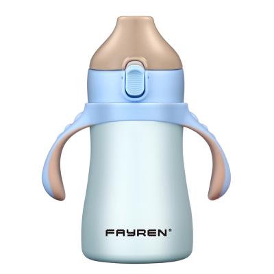 China 9oz/280ml Double Wall Stainless Steel Thermos Baby Milk Viable Insulated Water Bottles With Natural Silicone Vent Nipple for sale