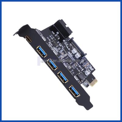 China pci express usb3.0 to USB3.0 port USB3.0 1 USB port type C gold connector +19pin usb3.0 header with SATA 15pin 5Gbps power converter P-PCE6U1C-R01 for sale