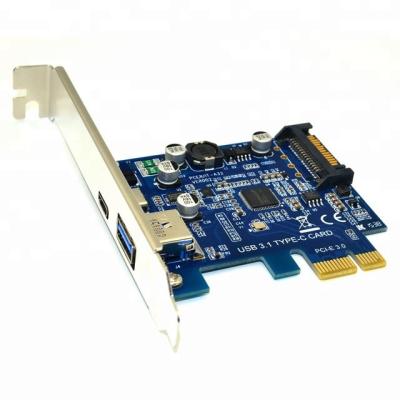 China PCBA+metal bracket PCIe x1 to USB 3.1 Type C USB 3.1 Converter Card 2ports 10G USB 3.1 Type One Port Add On Expansion Card Adapter for PCIe x1 pc computer for sale