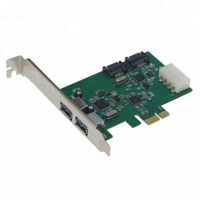 China PCBA+metal Daul SATA III 2port USB 3.0 Expansion Card PCI Express Host Adapter Controller Card For Desktop for sale