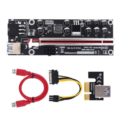 China Server Panto PCI-E x1 x16 to Riser 10 Capacitors with LED Switch GPU Card Riser Card Ver 011-PRO for sale