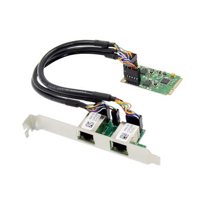 China Desktop / Laptop Panto Mini PCIE To Dual RJ45 Gigabit Ethernet LAN Adapter 1000 Mbps Card for sale