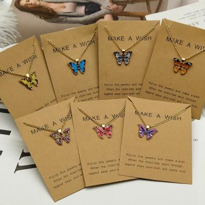 China Fashion TRENDY Blue Butterfly Necklace Pendant Bohemian Styles Clavicle Chain Choker For Lady Wedding Party Jewelry for sale