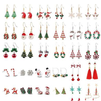 China New Trendy Fashion Crystal Snowman Jewelry Christmas Tree Stud Earring For Women Party Girl Creative Gifts for sale