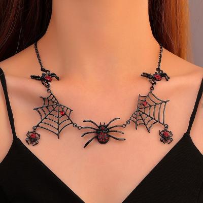 China Halloween TRENDY Spider Vintage Pendant Necklace For Women Rhinestone Choker Cosplay Jewelry for sale