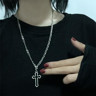 China Hollow CLASSIC Gothic Cross Vintage Pendant Necklace Silver Color Cool Street Style Necklace For Men Women Gift Wholesale Jewelry for sale