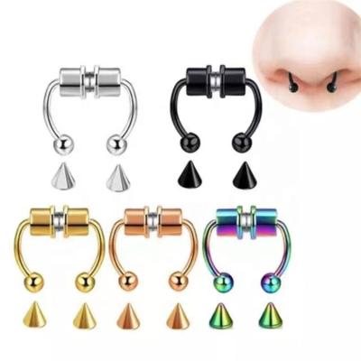 China 2022 CLASSIC Nose Ring Alloy Nose Piercing Hoop Septum Rings For Women Shape Magnetic Body Jewelry Gifts for sale