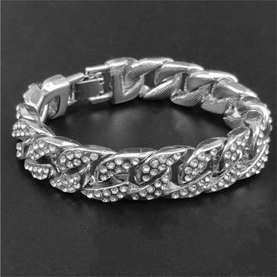 China FASHIONABLE Full Diamond Cuban Chain Hiphop Bracelet Jewelry Hot Men Women Women Bracelet for sale