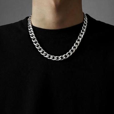 China Hip Hop Long Hip Hop Stainless Steel Chain Necklace For Women Men Fashion Jewelry Gift Accessories Silver Color Choker for sale