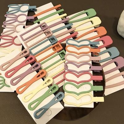 China Girls Hair Decoration Candy Colors Hair Clips For Girls Women Simple Sweet Hairpins Painted Matte Hair Accessories Barrette Colorful for sale