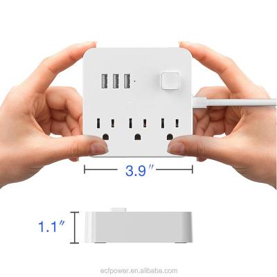 China 6ft Mini Power Strip Extension Charging Station with 3 USB 3 AC Outlets ECF-TPM01 for sale