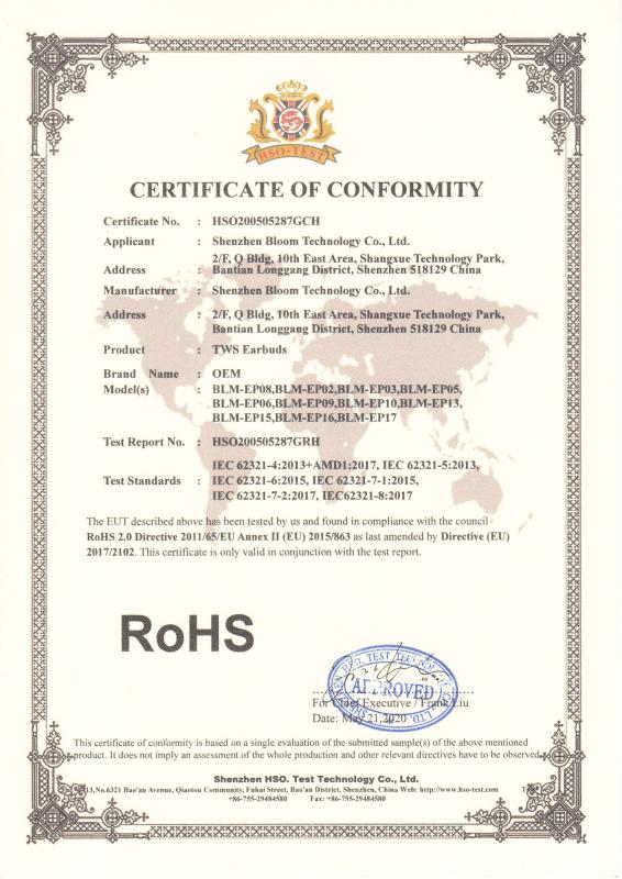 RoHS - Shenzhen Bloom Technology Co., Ltd.